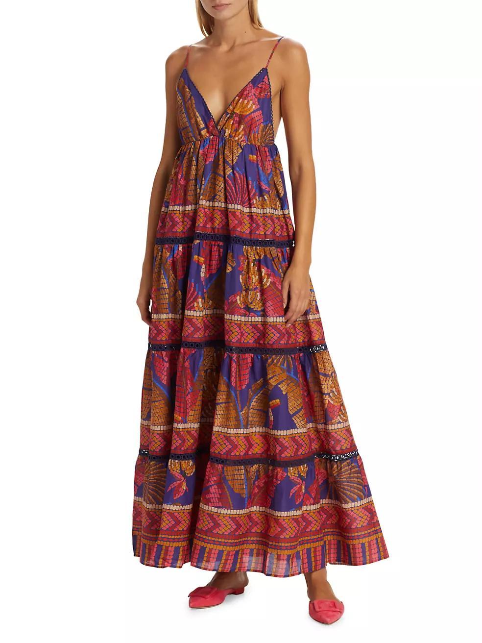 Forest Mosaic Cotton Voile Maxi Dress Product Image