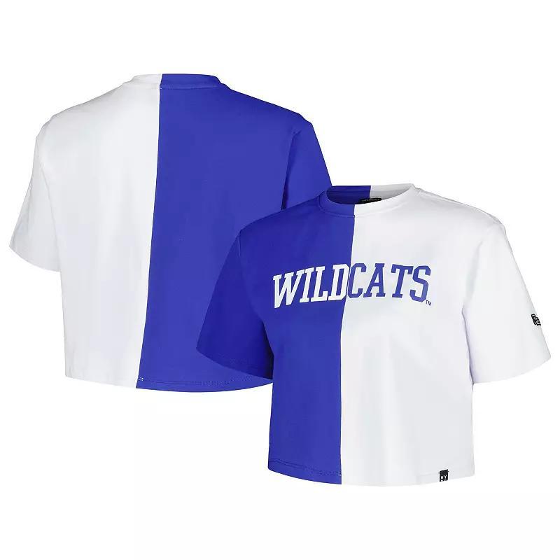 Womens Hype and Vice Royal/White Kentucky Wildcats Color Block Brandy Cropped T-Shirt Product Image