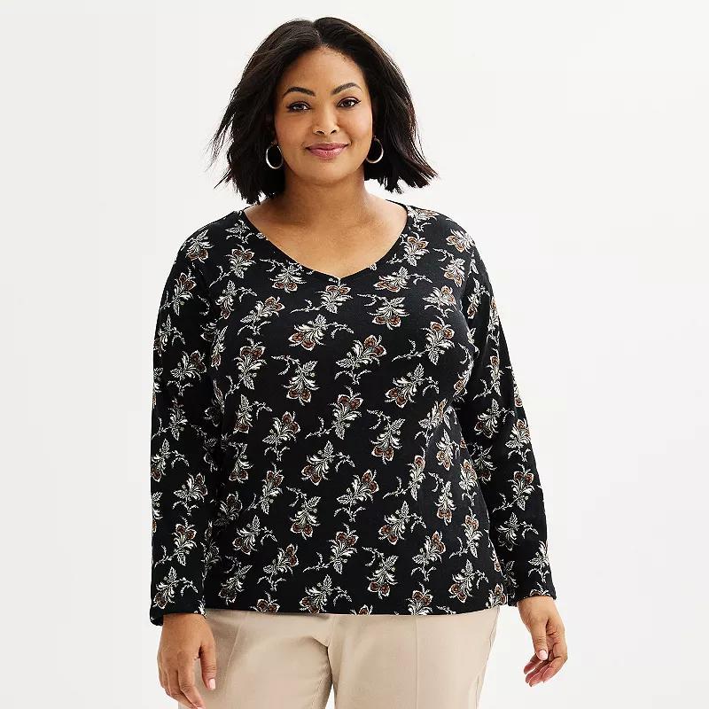 Plus Size Croft & Barrow Essential V-Neck Top, Womens product image