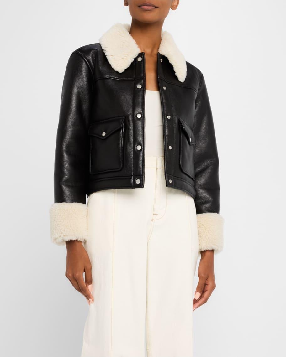 Imani Faux Leather Jacket with Shearling Trim Product Image