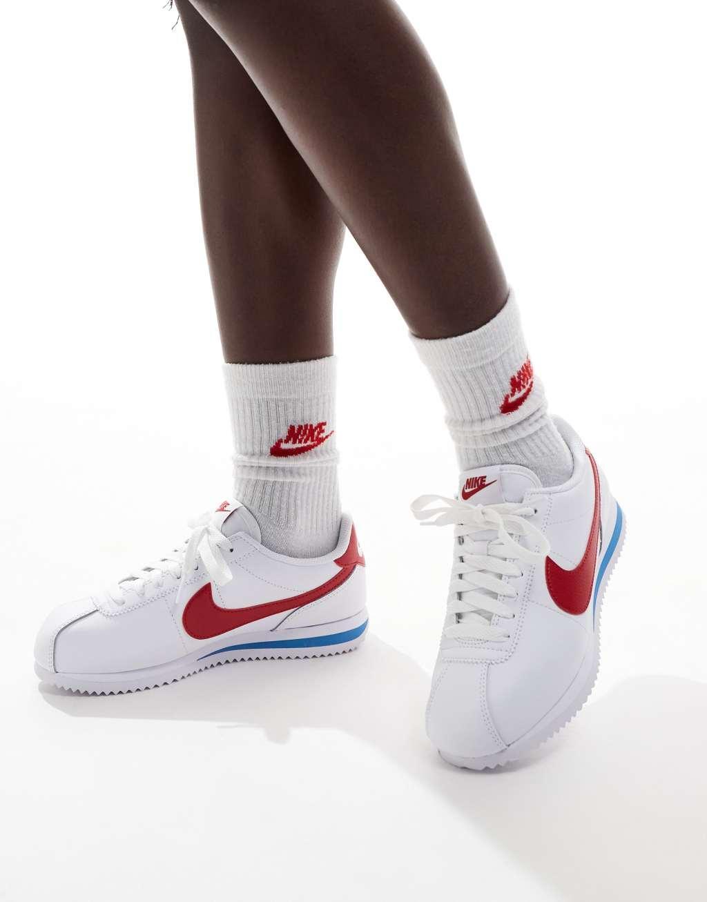 Nike Cortez sneakers in white and red Product Image