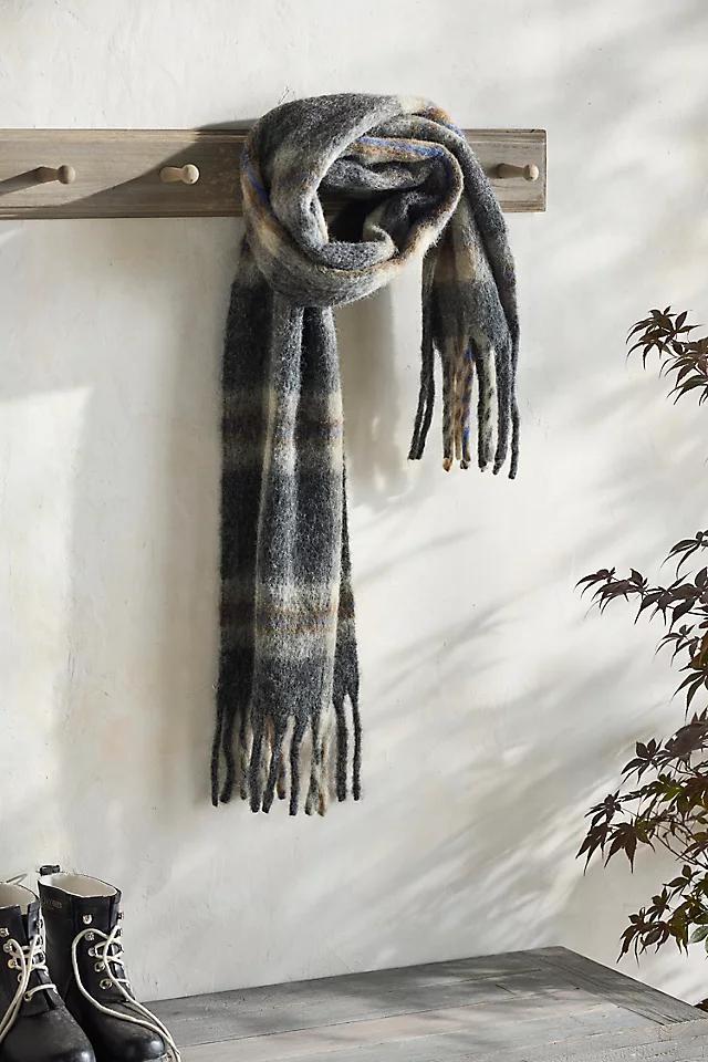 Plaid Blanket Scarf, Black Product Image