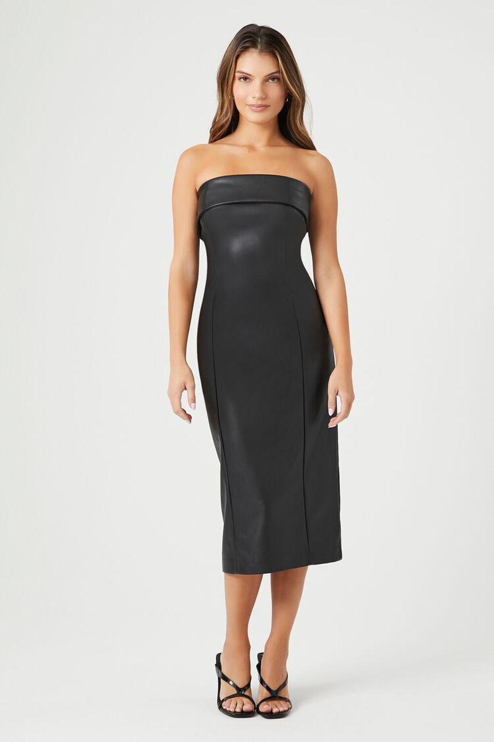 Faux Leather Midi Strapless Dress | Forever 21 Product Image