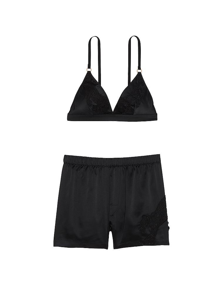 Jaguar Satin Triangle Bralette & Boxer Shorts Set Product Image