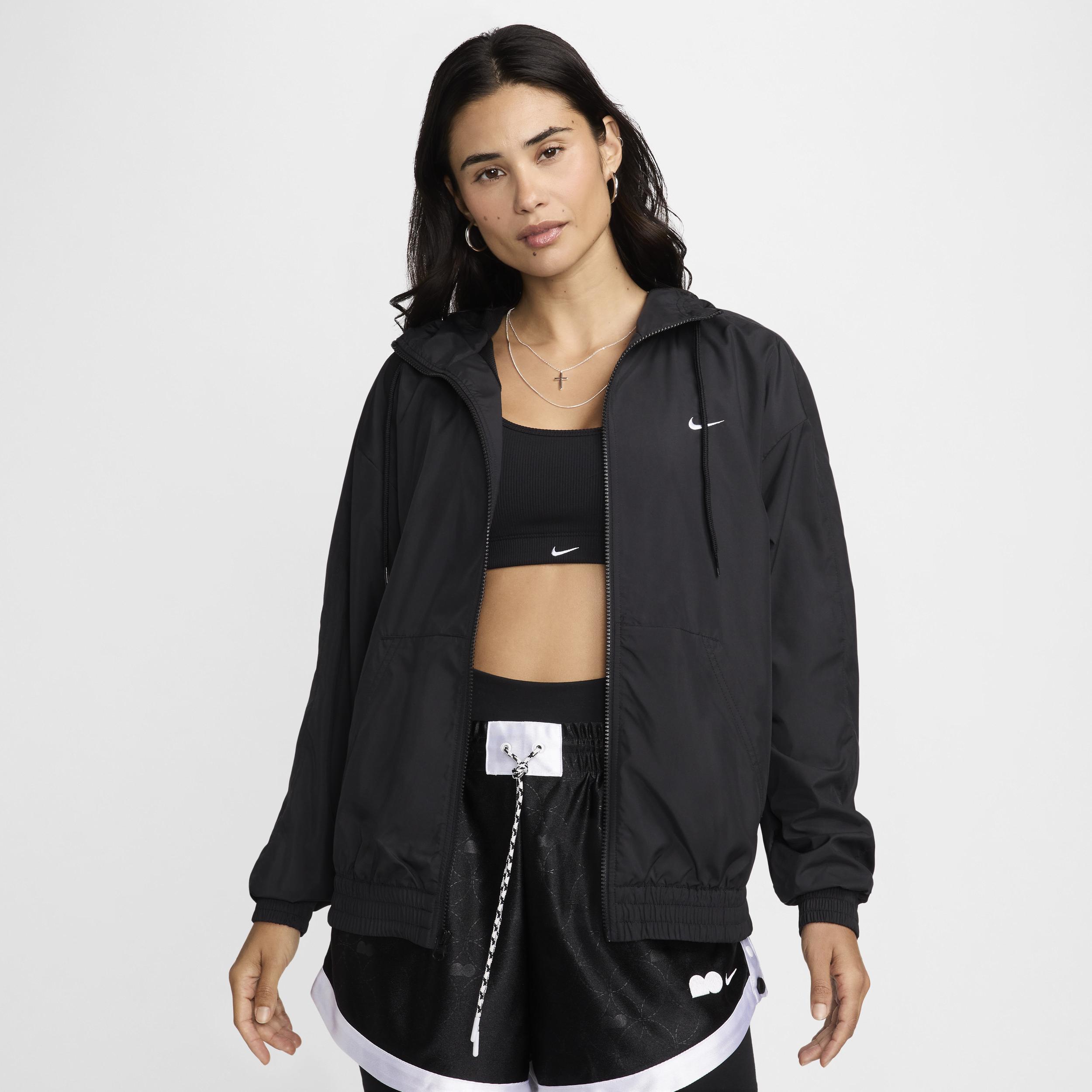 Nike Womens Sportswear Classic Zip-Front Hooded Jacket - Black Product Image