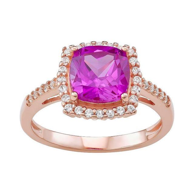 Rose Gold Over Sterling Silver Lab-Created Sapphire Ring, Womens Gold Tone Product Image