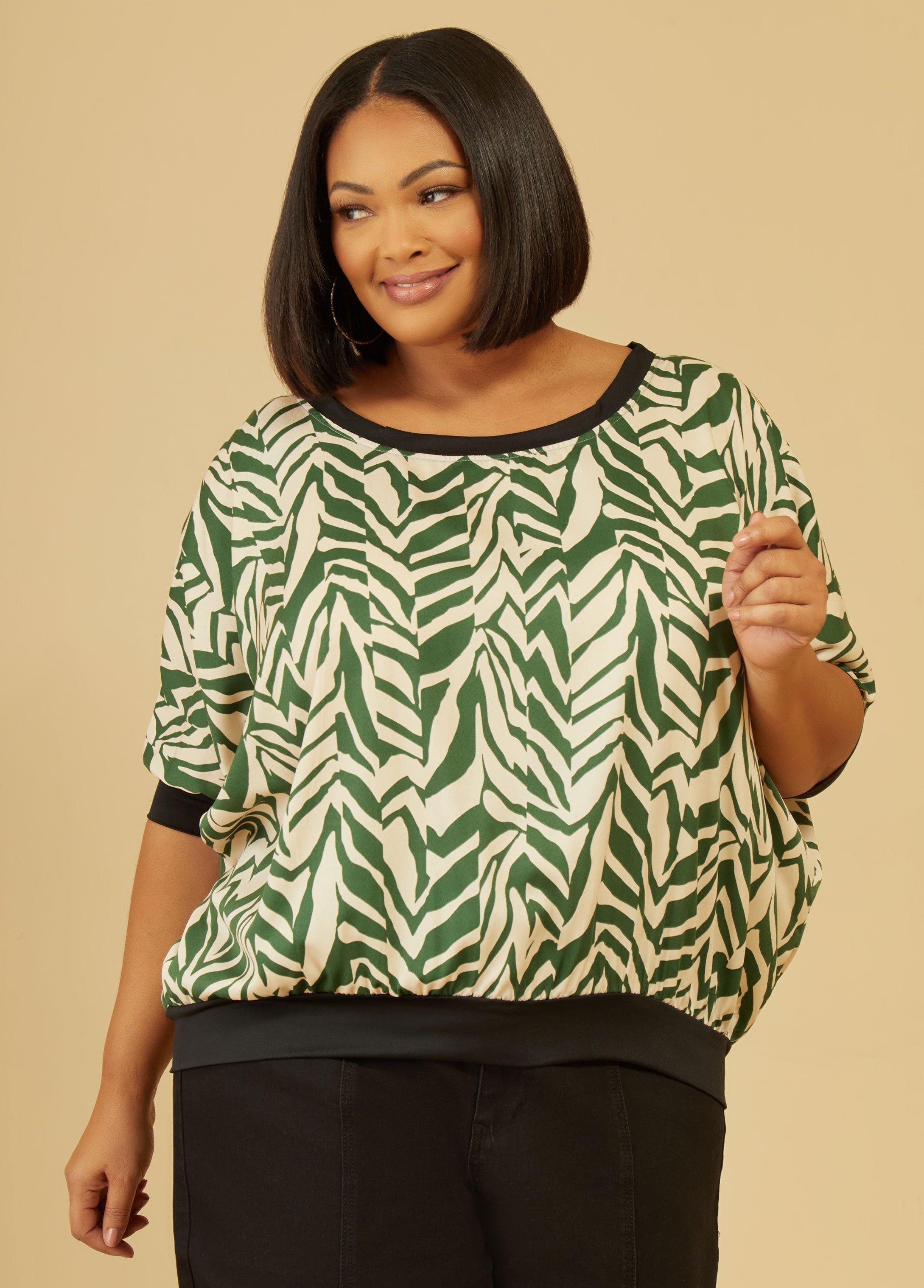 Plus Size Zebra Dolman Sleeved Blouse Ashley Stewart Product Image