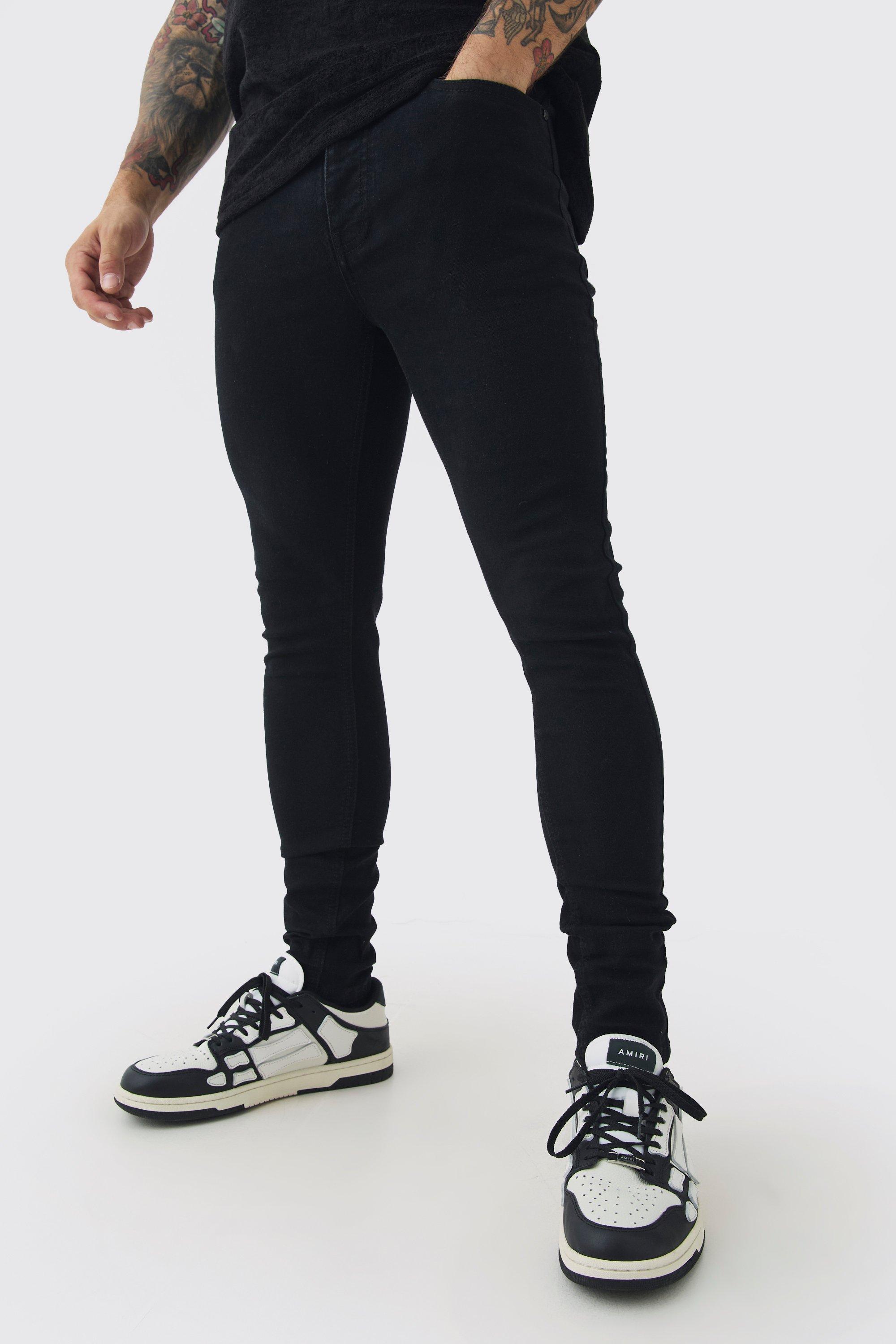 Super Skinny Stretch Jean In True Black | boohooMAN USA Product Image