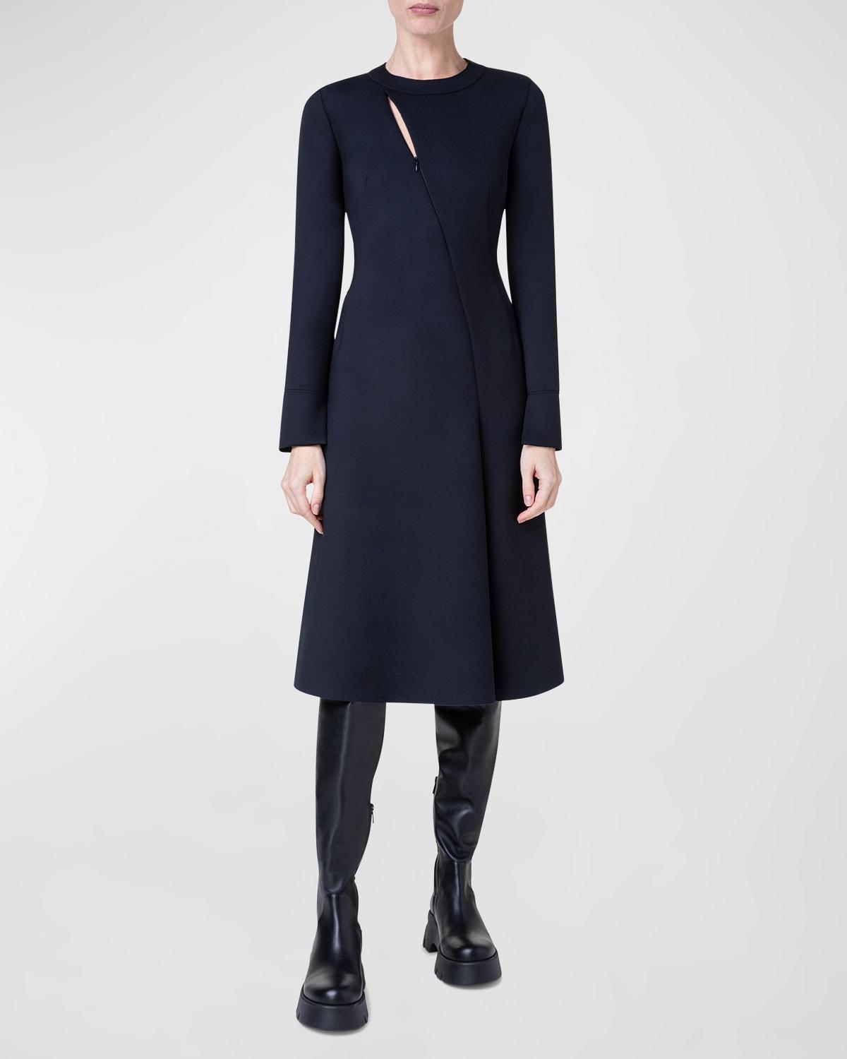 Akris Slit Detail Long Sleeve Techno Neoprene Dress Product Image