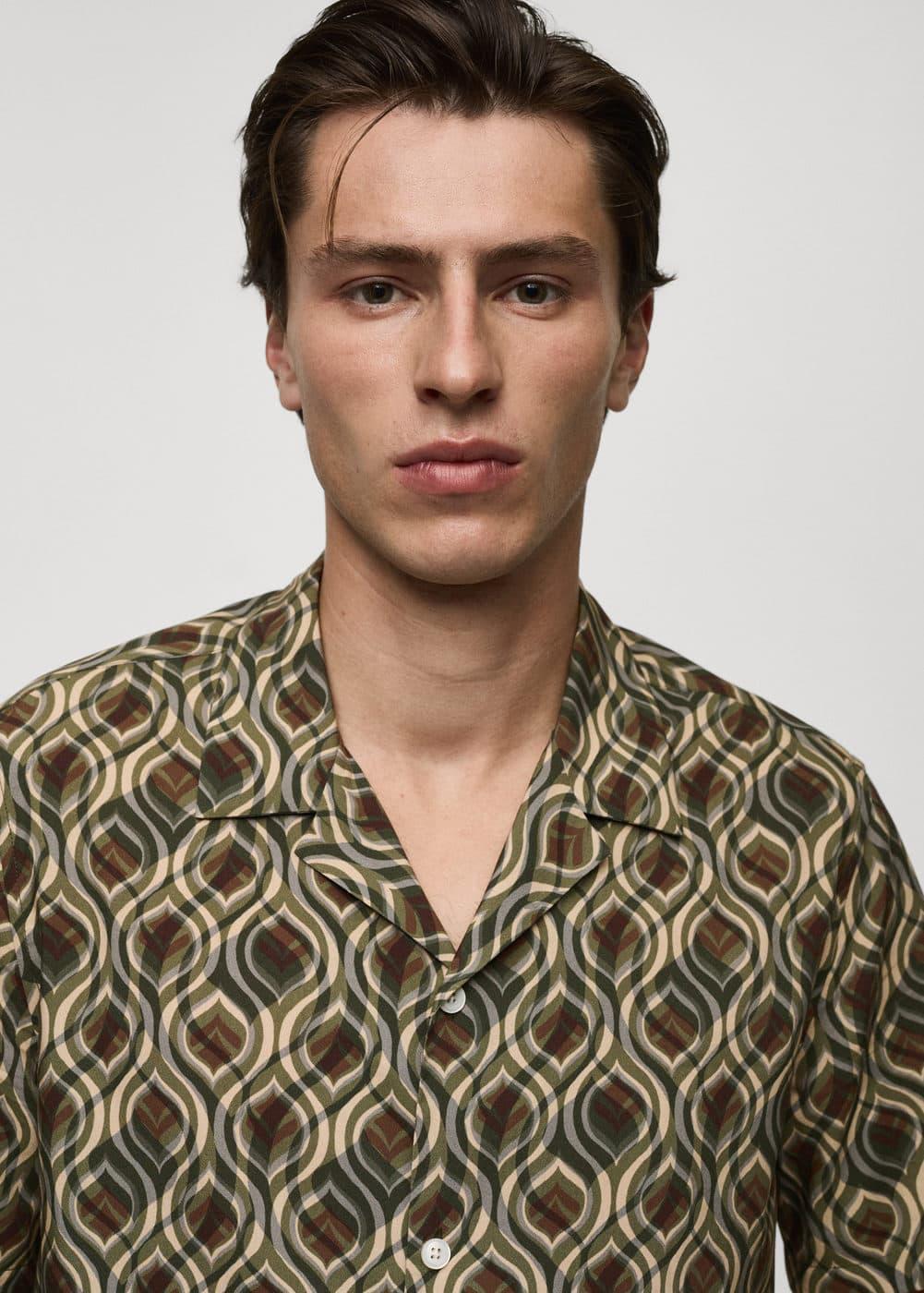 Mango Mens Flowing Regular-Fit Printed Shirt Product Image