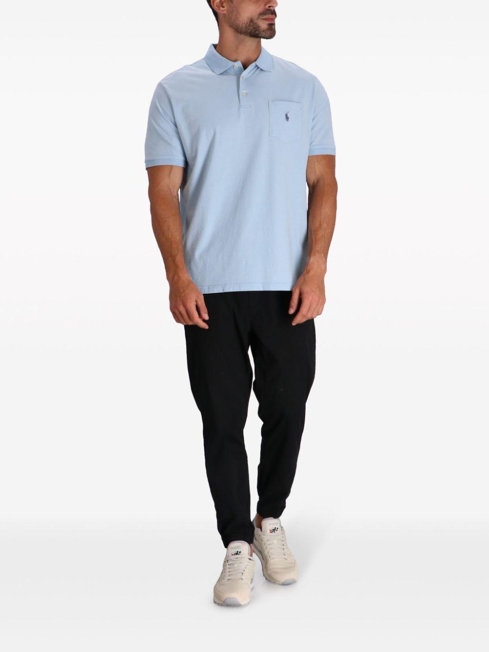 Logo-embroidered Cotton Polo Shirt In Blue Product Image