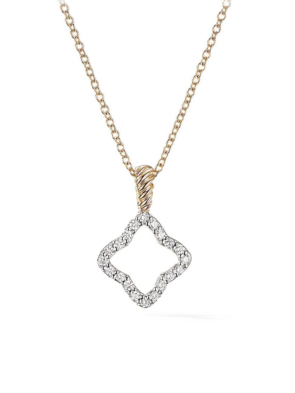 Womens Cable Collectibles Quatrefoil Pendant With Diamonds In 18K Yellow Gold On Chain Product Image