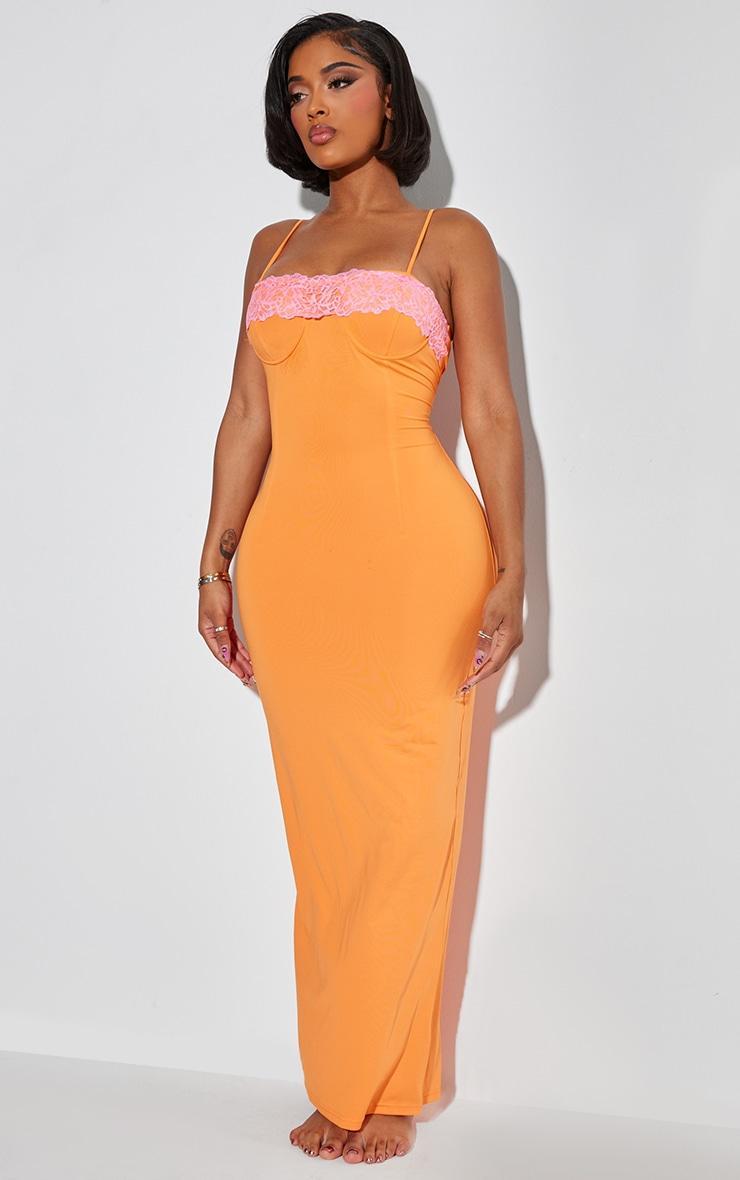 Shape Orange Lace Cup Detail Sculpted Maxi Dress Product Image