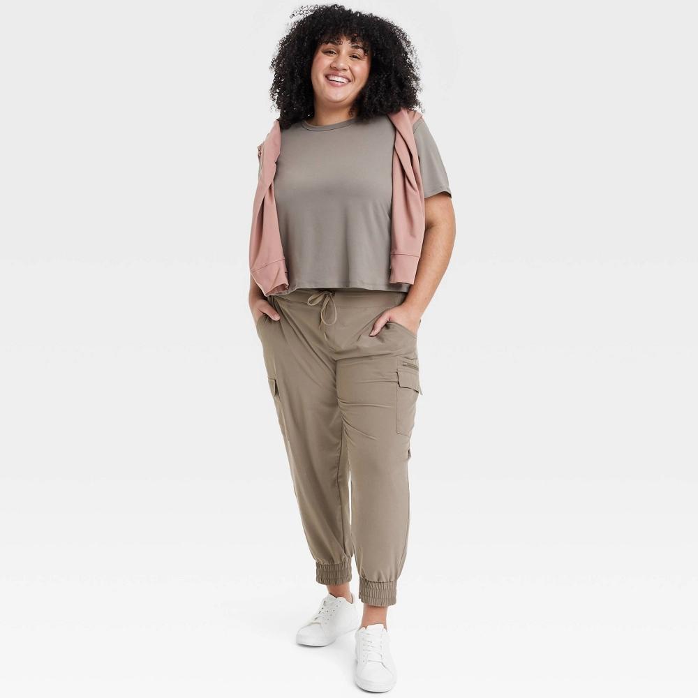 Womens Active Light Mid-Rise Cargo Joggers - All In Motion Taupe 4X Product Image