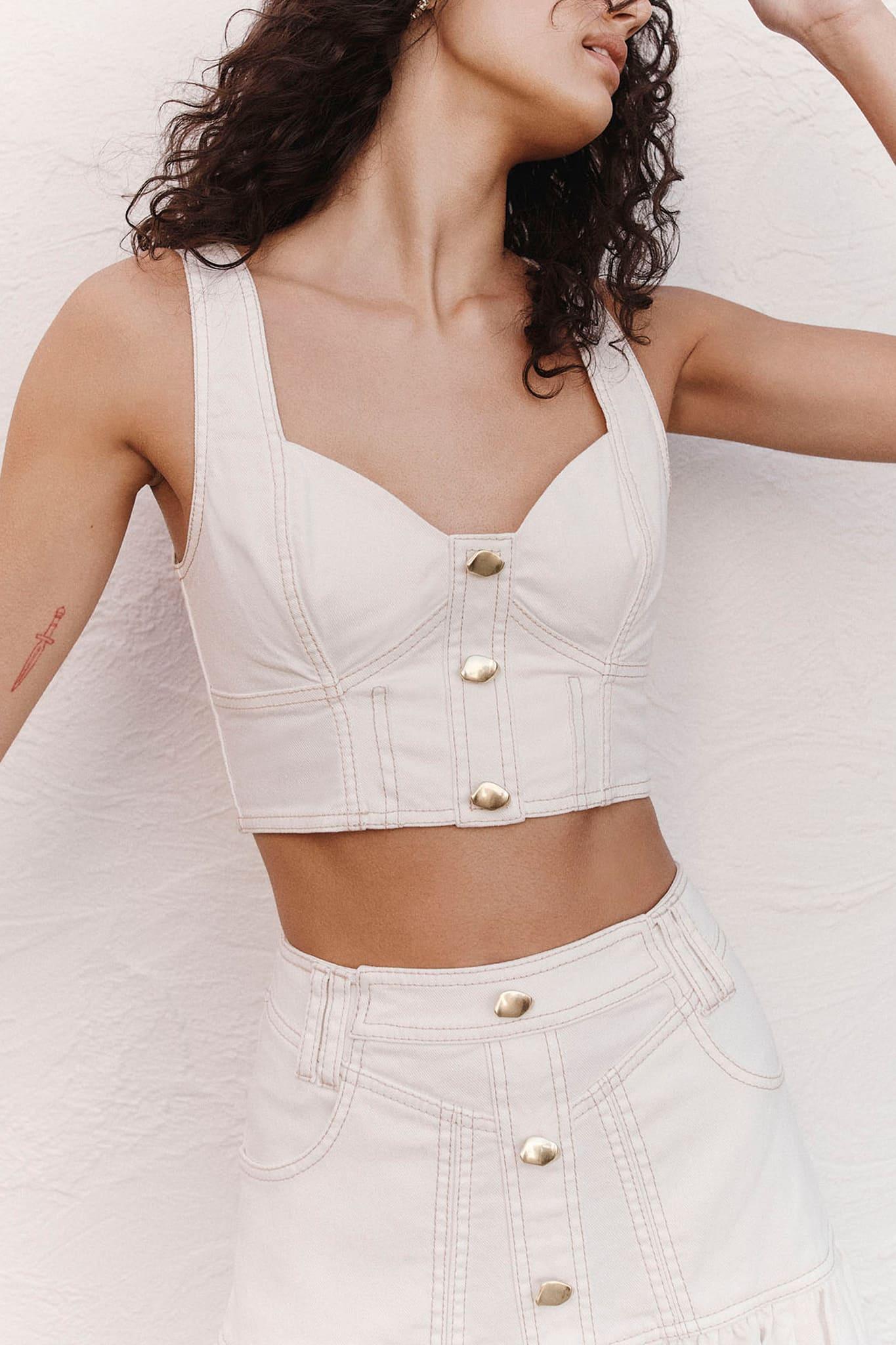 Elena Denim Cropped Bustier Product Image