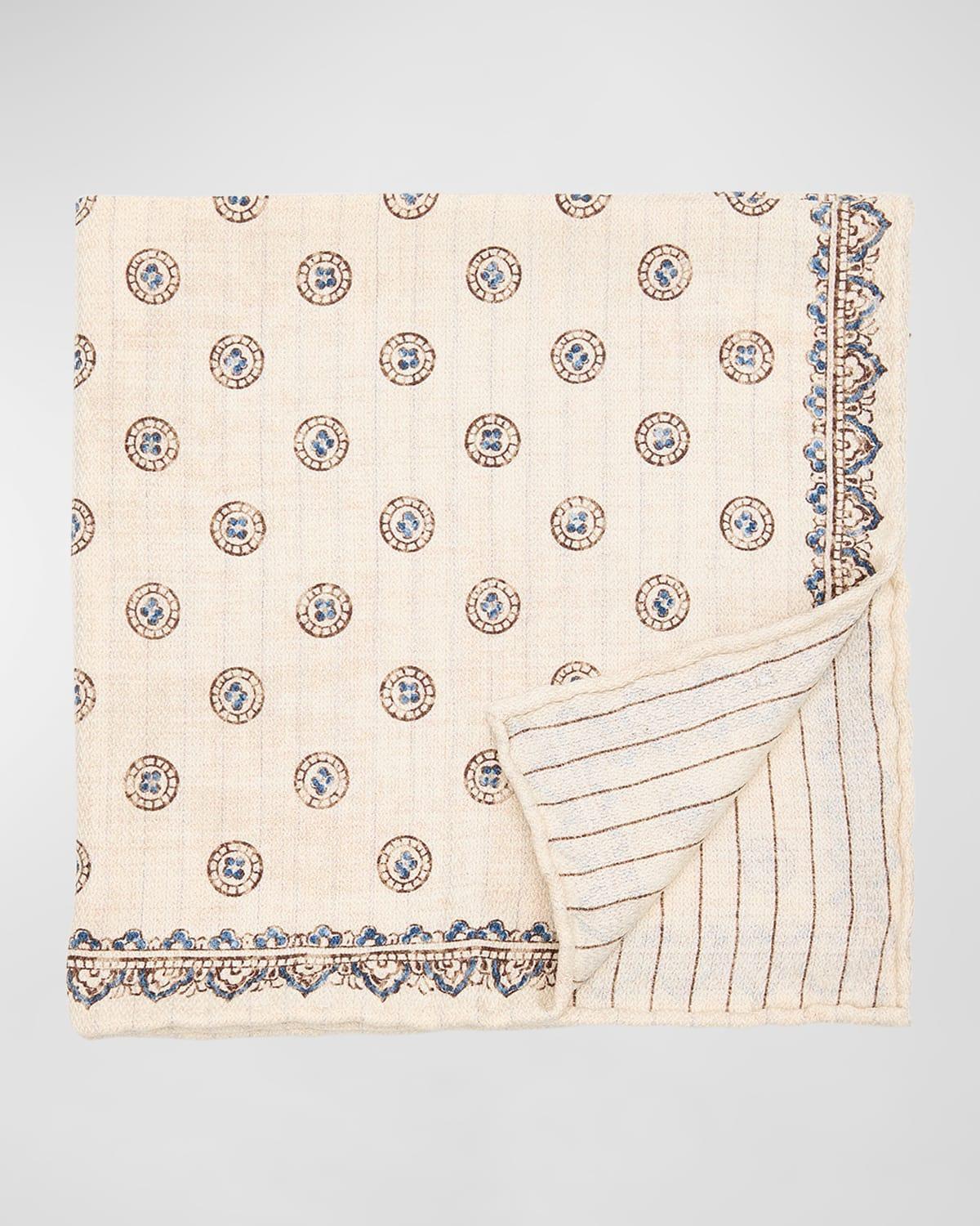 Men's Silk Geometric Pocket Square Product Image