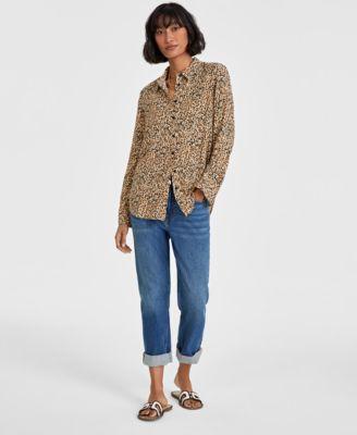 Women's Printed Collared Shirt, Created for Macy's Product Image