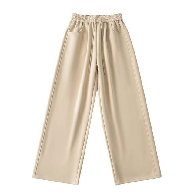 High Rise Plain Wide Leg Sweatpants Product Image