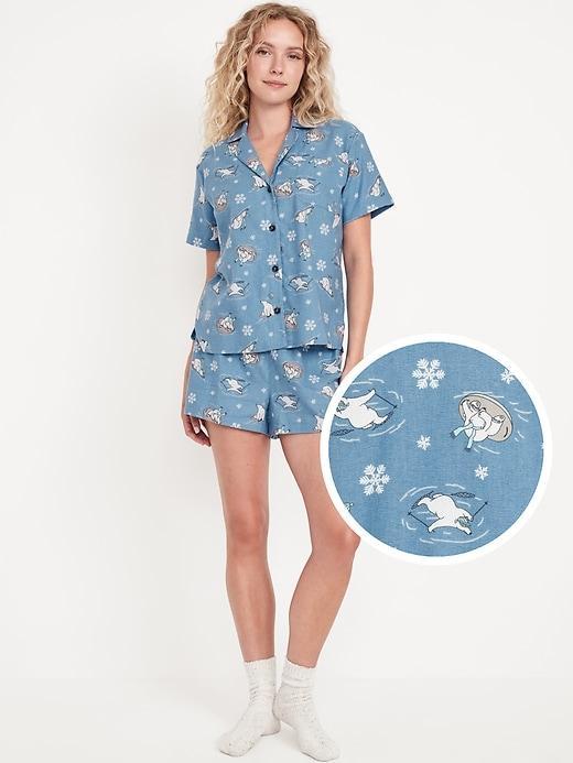 Printed Flannel Pajama Set Product Image