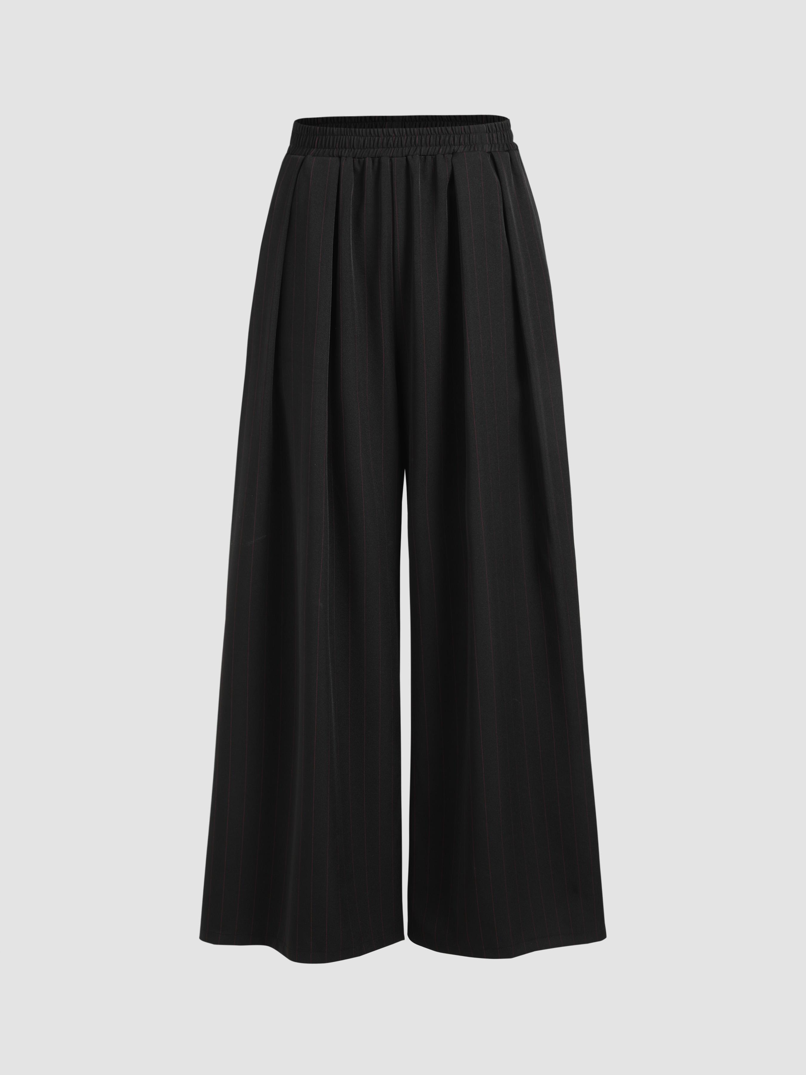 Solid High Waist Wide Leg Trousers Product Image