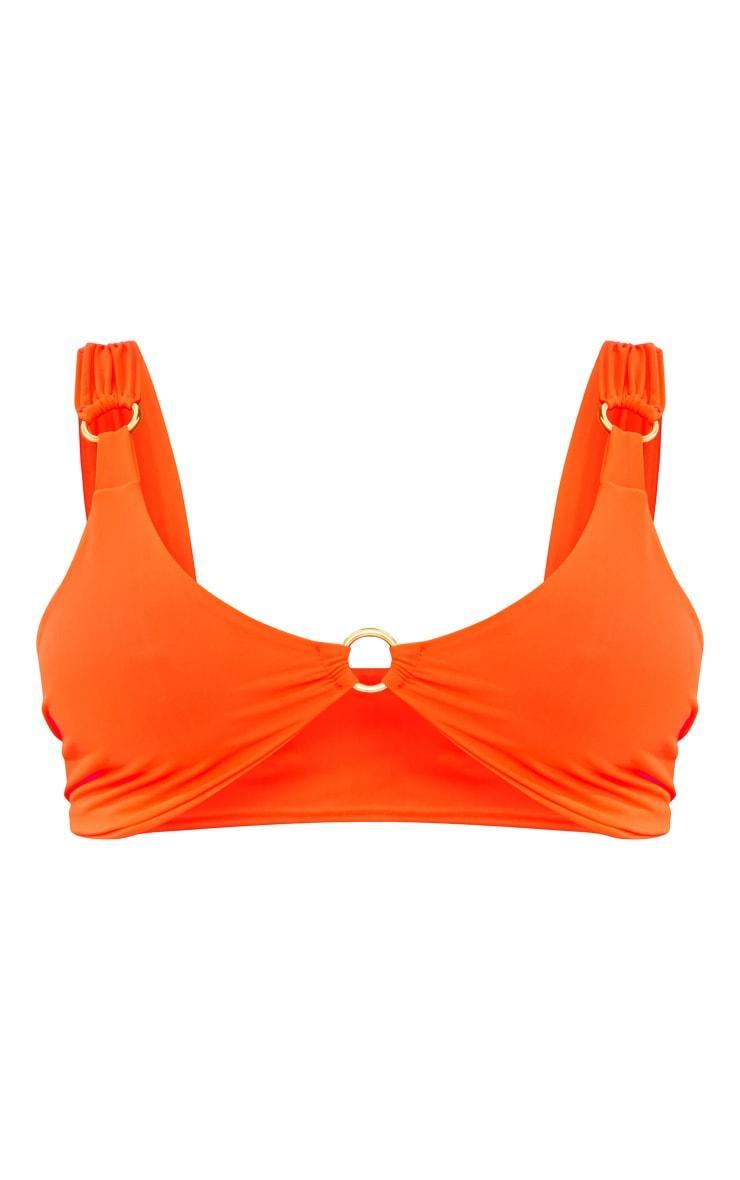 Plus Orange Ring Detail Ruched Bikini Top Product Image