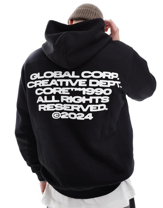 Jack & Jones oversize hoodie with text back print in black Product Image