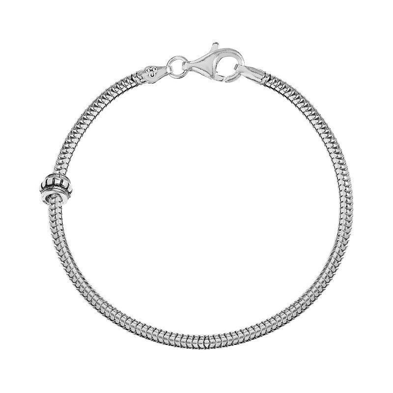 Individuality Beads Sterling Silver Snake Chain Bracelet & Stopper Bead Set - 7 1/2-in., Womens Product Image