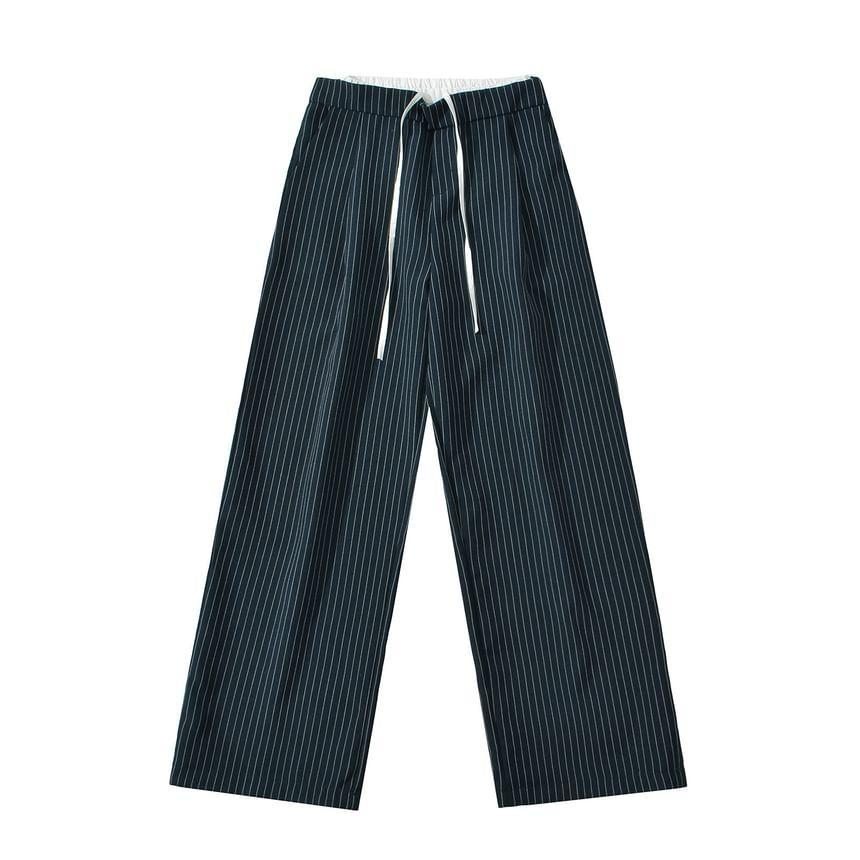 High Waist Pinstriped Wide Leg Pants Product Image