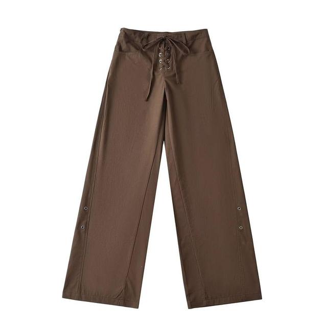 High Rise Plain Wide Leg Pants Product Image