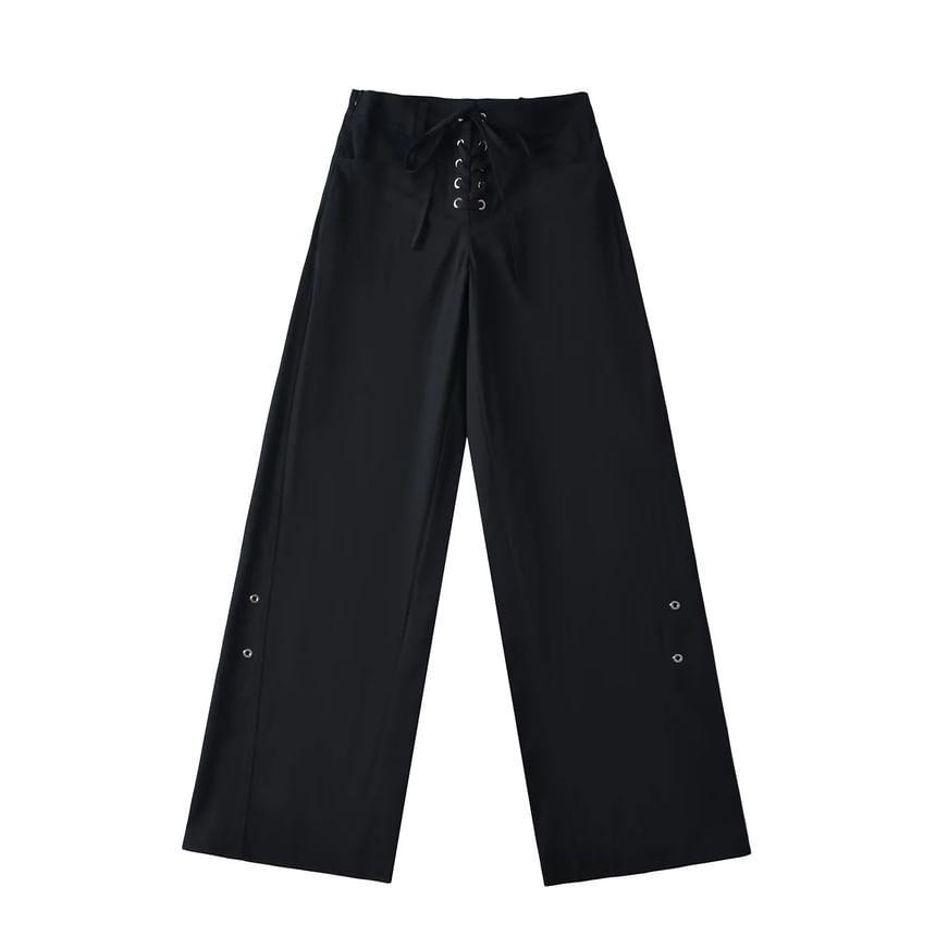 High Waist Plain Wide Leg Sweatpants Product Image