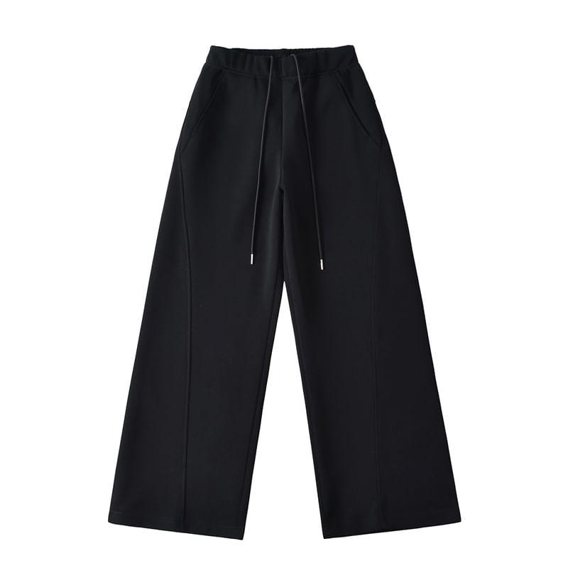 High Waist Plain Wide Leg Sweatpants Product Image