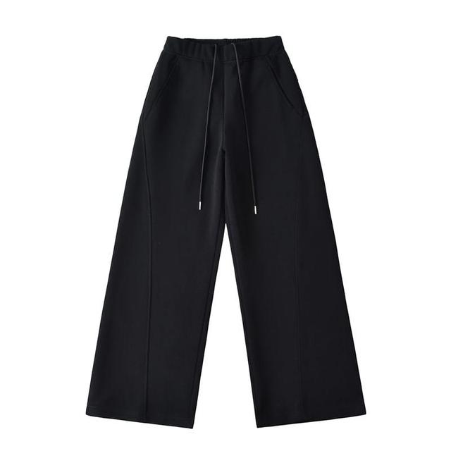 High Waist Plain Wide Leg Sweatpants Product Image