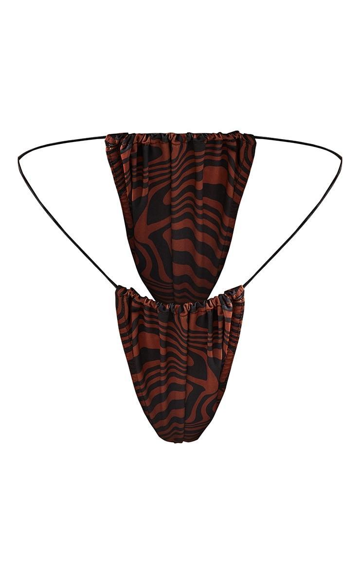 Brown Swirl String Side Bikini Bottoms Product Image