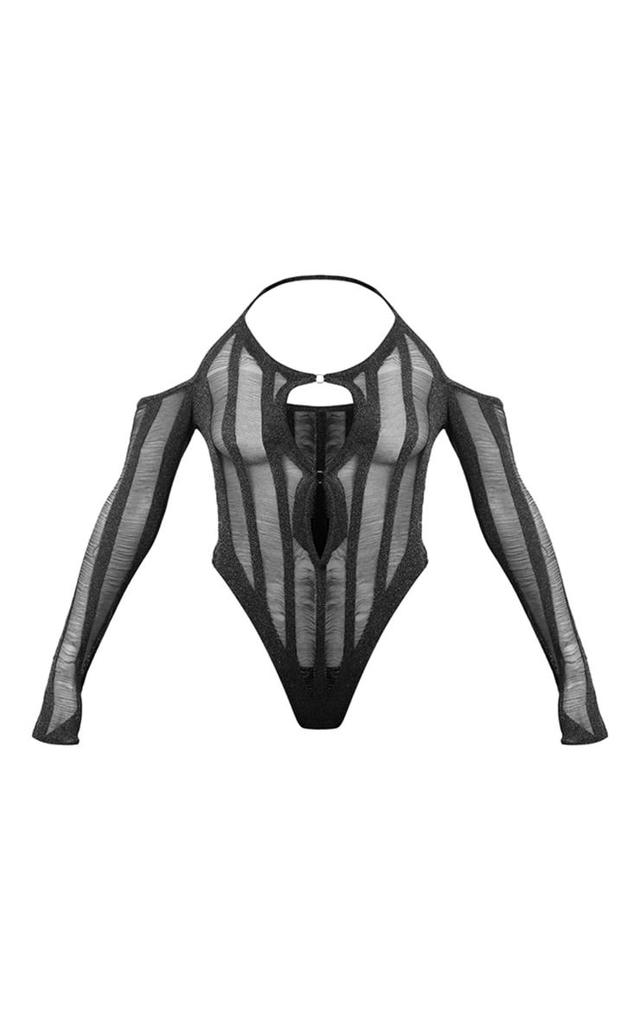 Black Laddering Knit Ring Detail Bodysuit Product Image