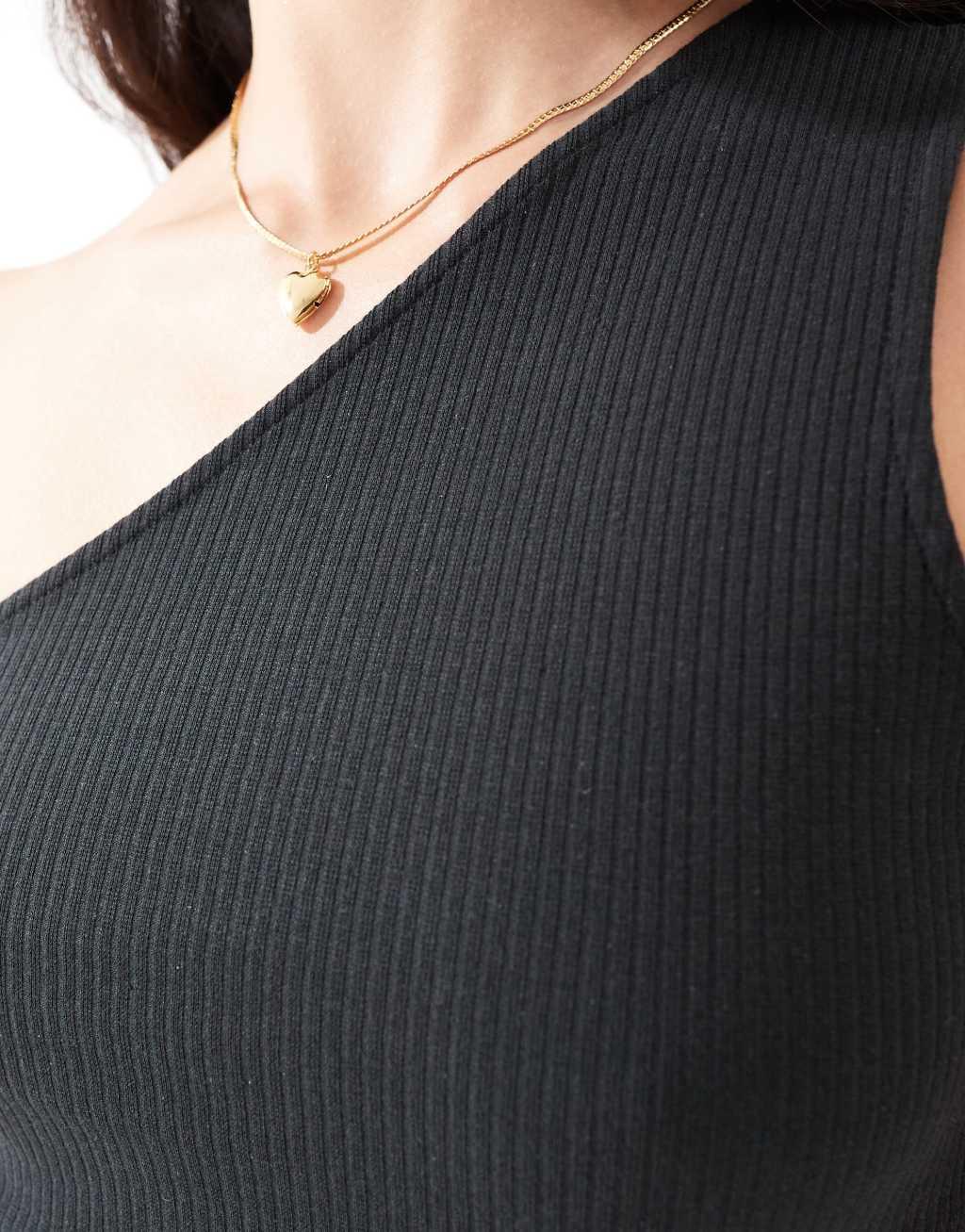 Pieces one shoulder top in black Product Image