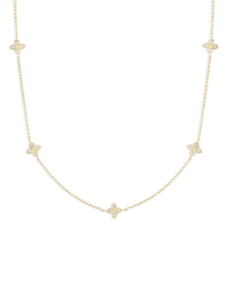 Womens Love By The Inch 18K Yellow Gold & 0.22 TCW Diamond Flower Station Necklace Product Image