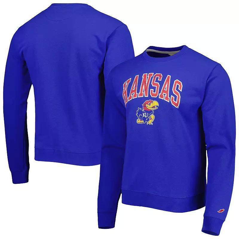 Mens League Collegiate Wear Royal Kansas Jayhawks 1965 Arch Essential Fleece Pullover Sweatshirt Product Image