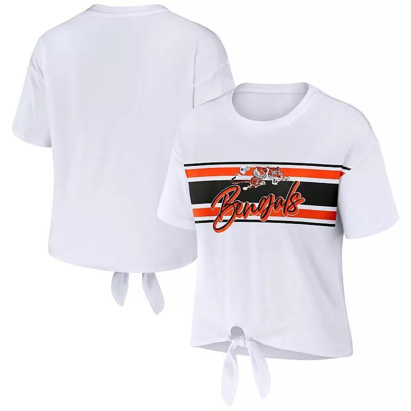 Womens WEAR by Erin Andrews White Las Vegas Raiders Front Tie Retro T-Shirt Product Image