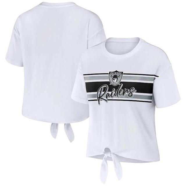 Womens WEAR by Erin Andrews White Las Vegas Raiders Front Tie Retro T-Shirt Product Image