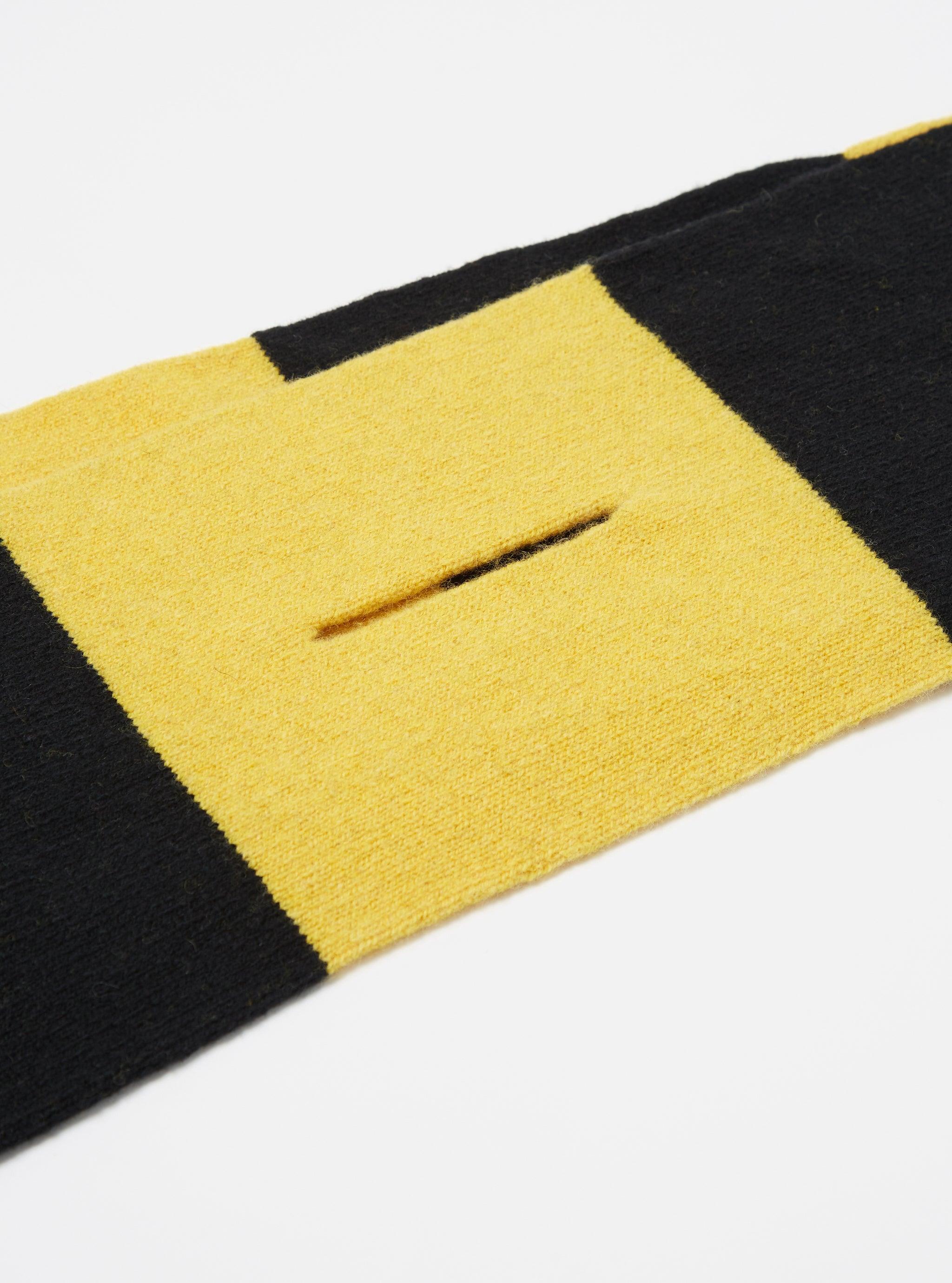 Universal Works Deluxe Football Scarf in Black/Yellow Soft Wool Product Image