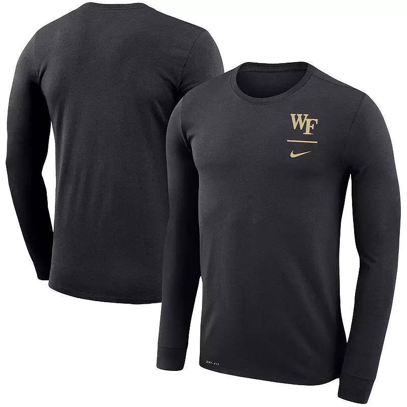 Mens Nike Black Wake Forest Demon Deacons Logo Stack Legend Performance Long Sleeve T-Shirt Product Image