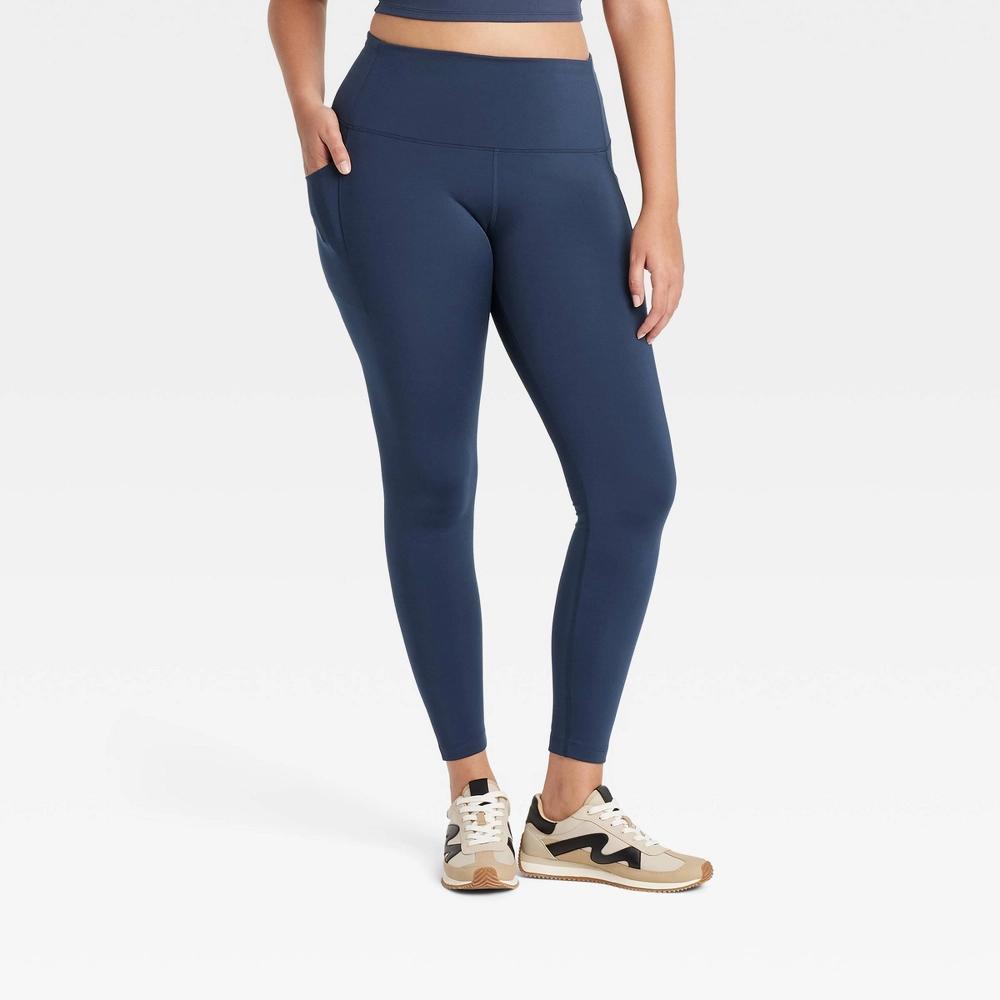 Womens High-Rise Winter Pocketed Leggings - All In Motion Navy Blue L Product Image