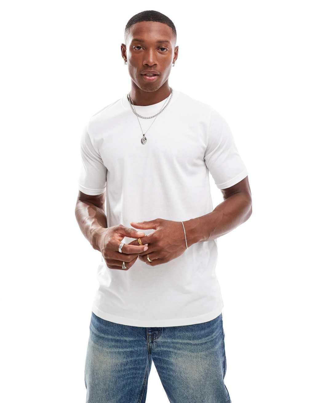 DTT roll sleeve t-shirt in white Product Image