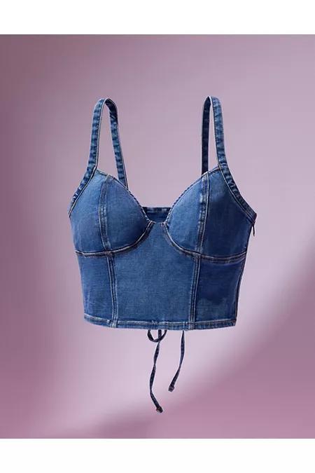 Coco Gauff x AE Cropped Denim Corset Women's Product Image