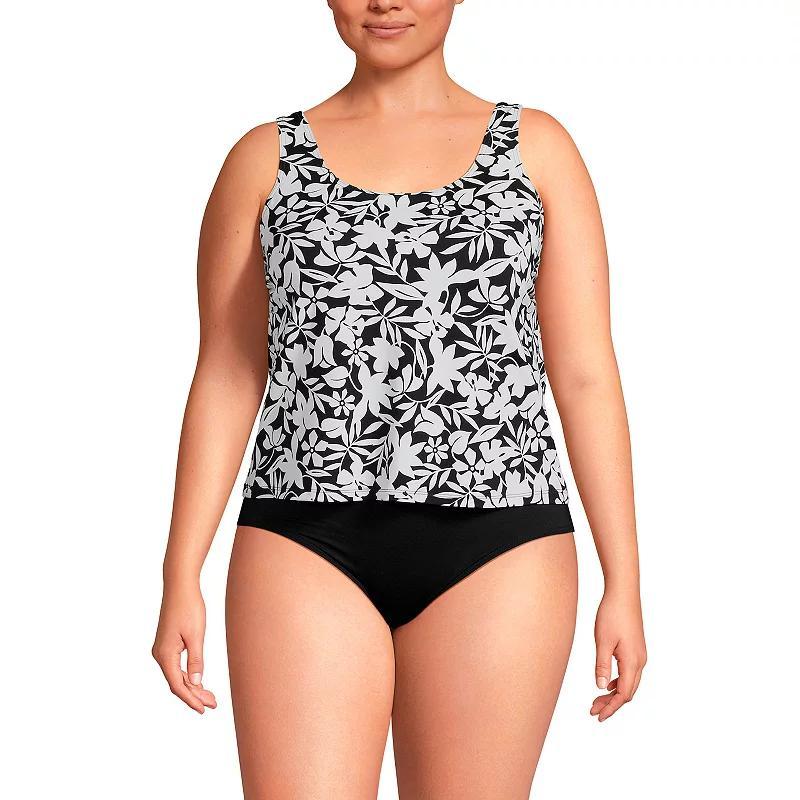 Plus Size Lands End Chlorine Resistant Scoop Neck One Piece Fauxkini Swimsuit, Womens Product Image