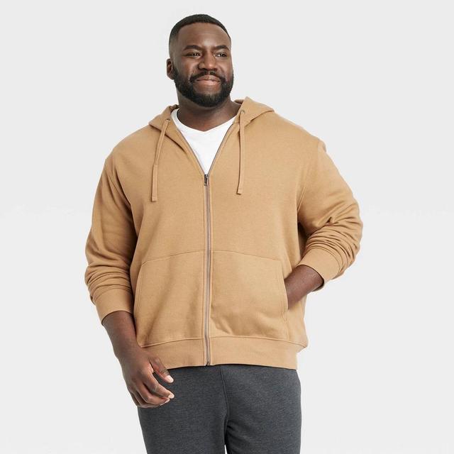 Mens Big & Tall Hooded Zip-Up Sweatshirt - Goodfellow & Co Brown 3XLT Product Image