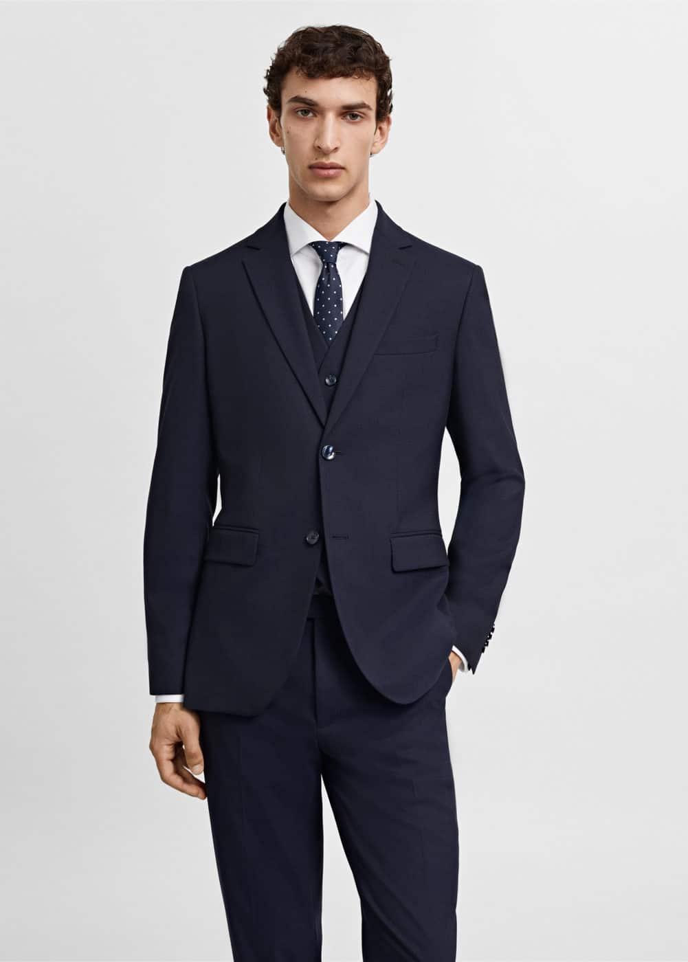 Mango Mens Stretch Fabric Slim-Fit Suit Jacket Product Image