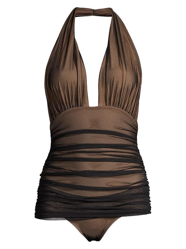 Womens Mesh One-Piece Halter Swimsuit Product Image