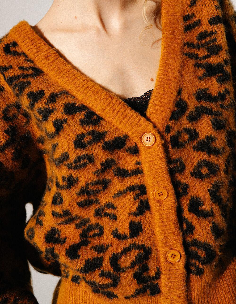 RSQ Womens Fuzzy Leopard Print Cardigan Product Image