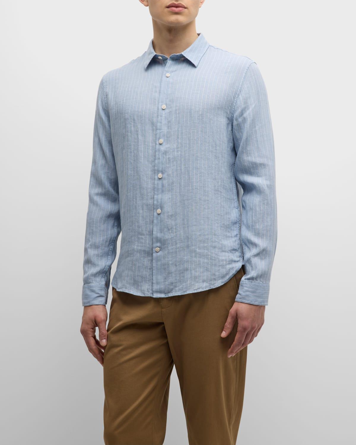 Mens Bayside Striped Linen Button-Front Shirt Product Image